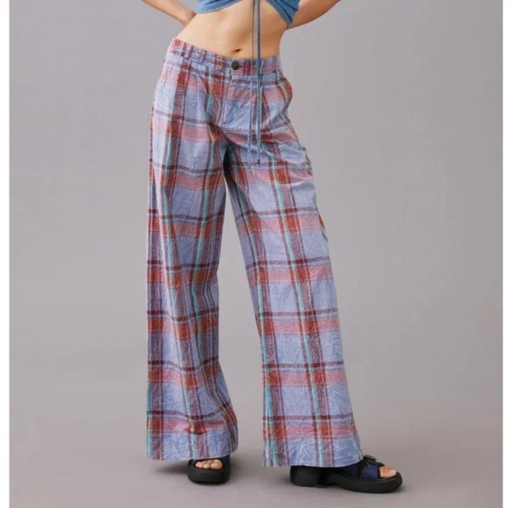 Anthropologie Plaid Wide Leg Pants